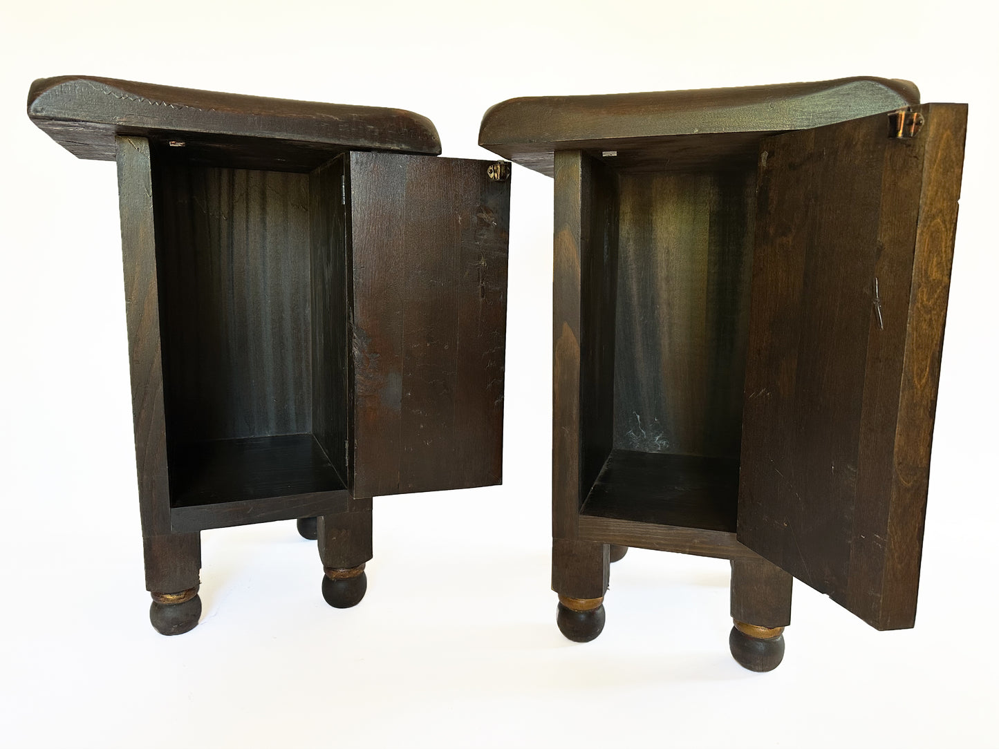 Carved Knight Nightstands Bedside Tables, Set of 2