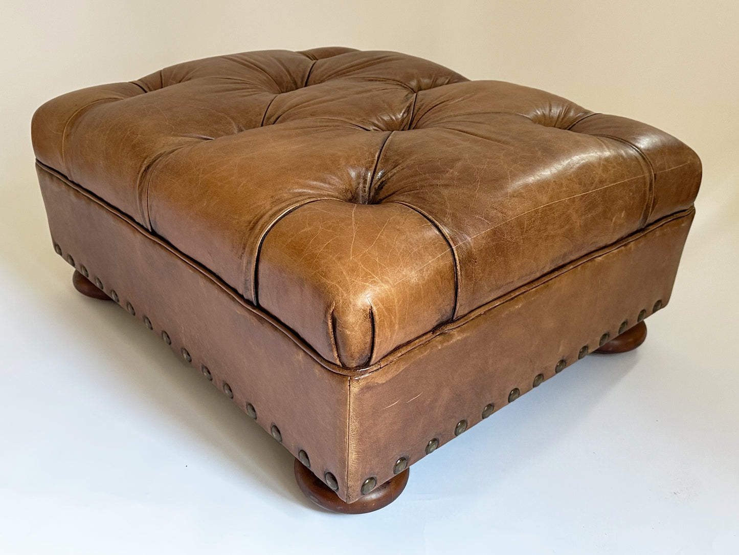 Ralph Lauren Ottoman, Vintage Leather Writer’s Ottoman