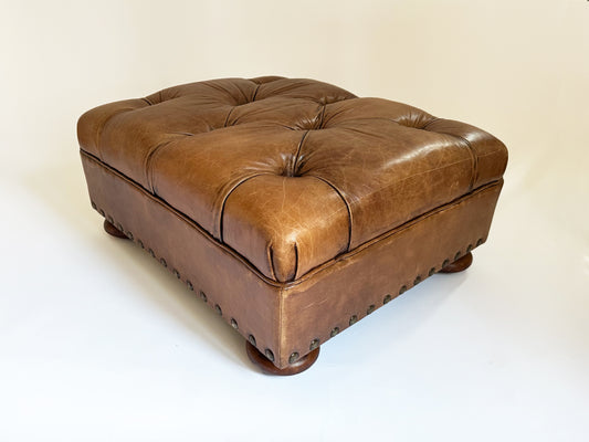 Ralph Lauren Ottoman, Vintage Leather Writer’s Ottoman