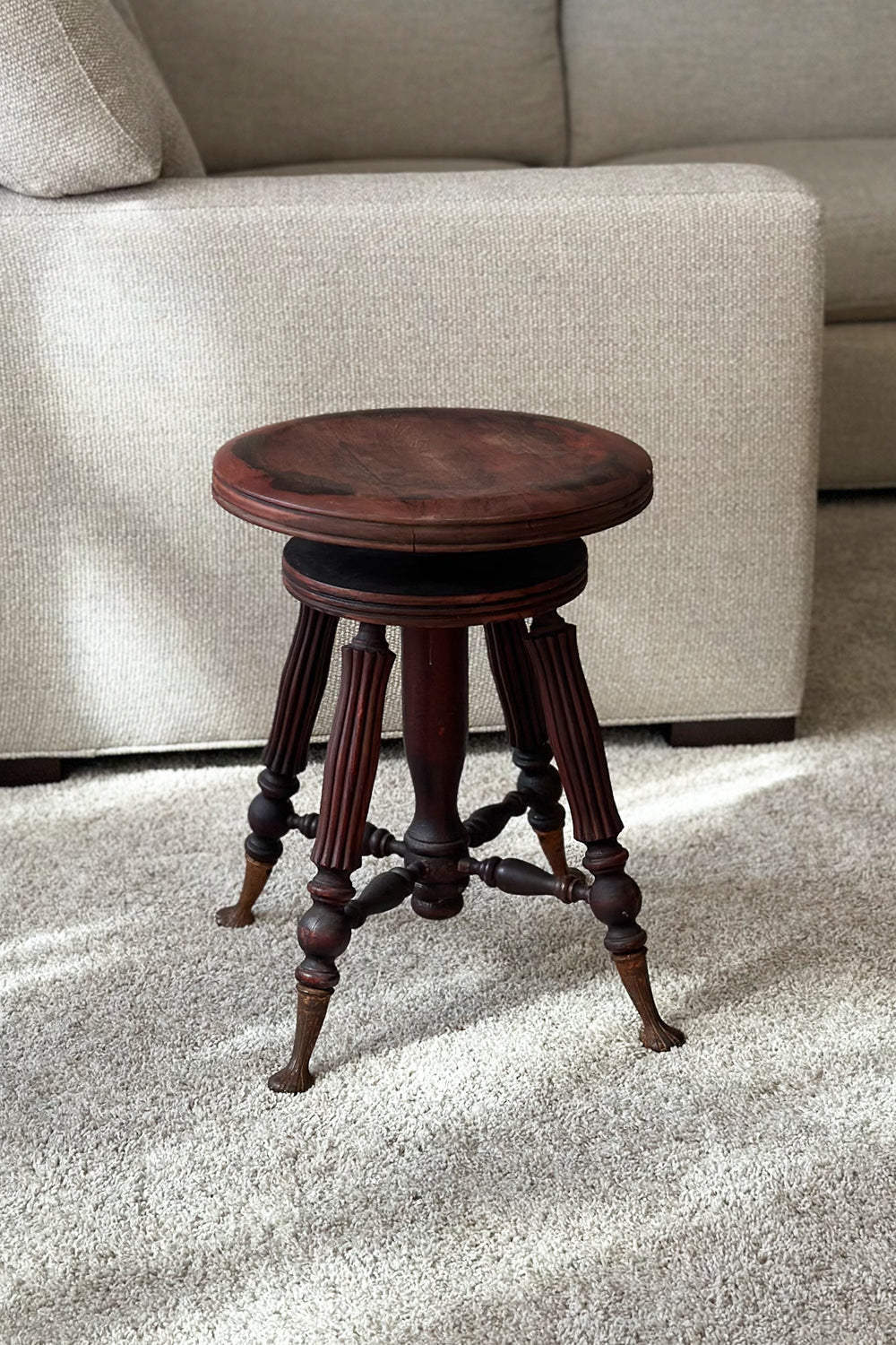 Antique Piano Stool, 1900's Victorian Piano Stool