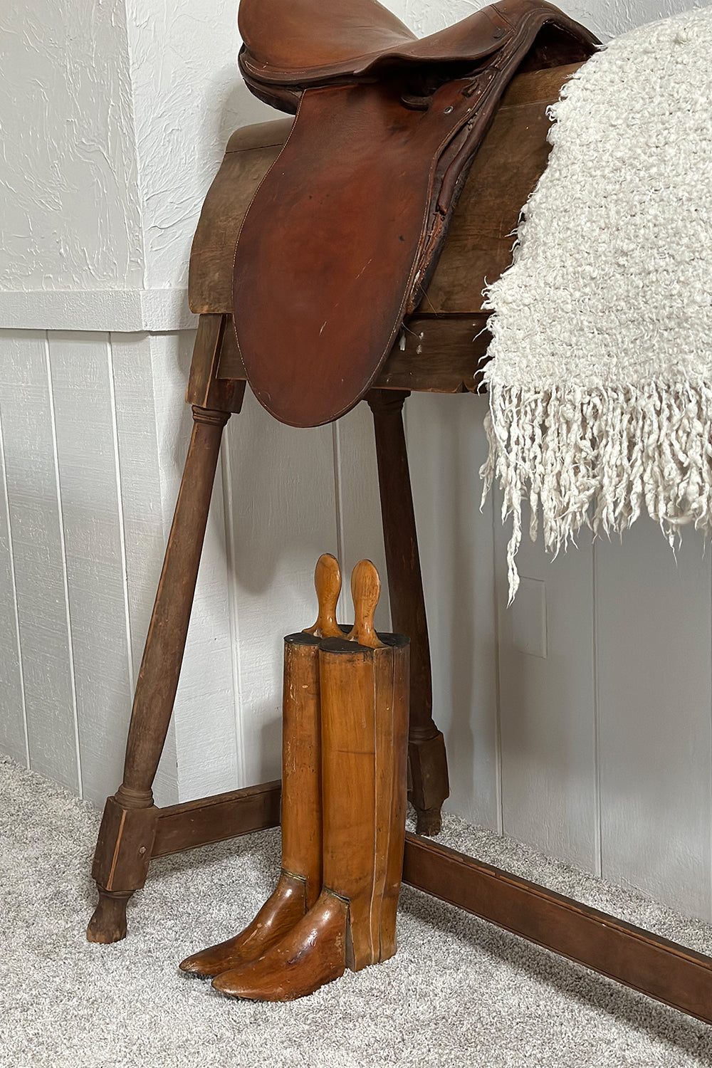 Antique Equestrian Riding Boots, Wood Boot Trees