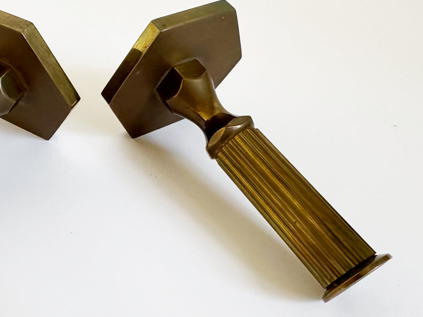 Vintage Swedish Brass Candlestick Holders, Set of 2