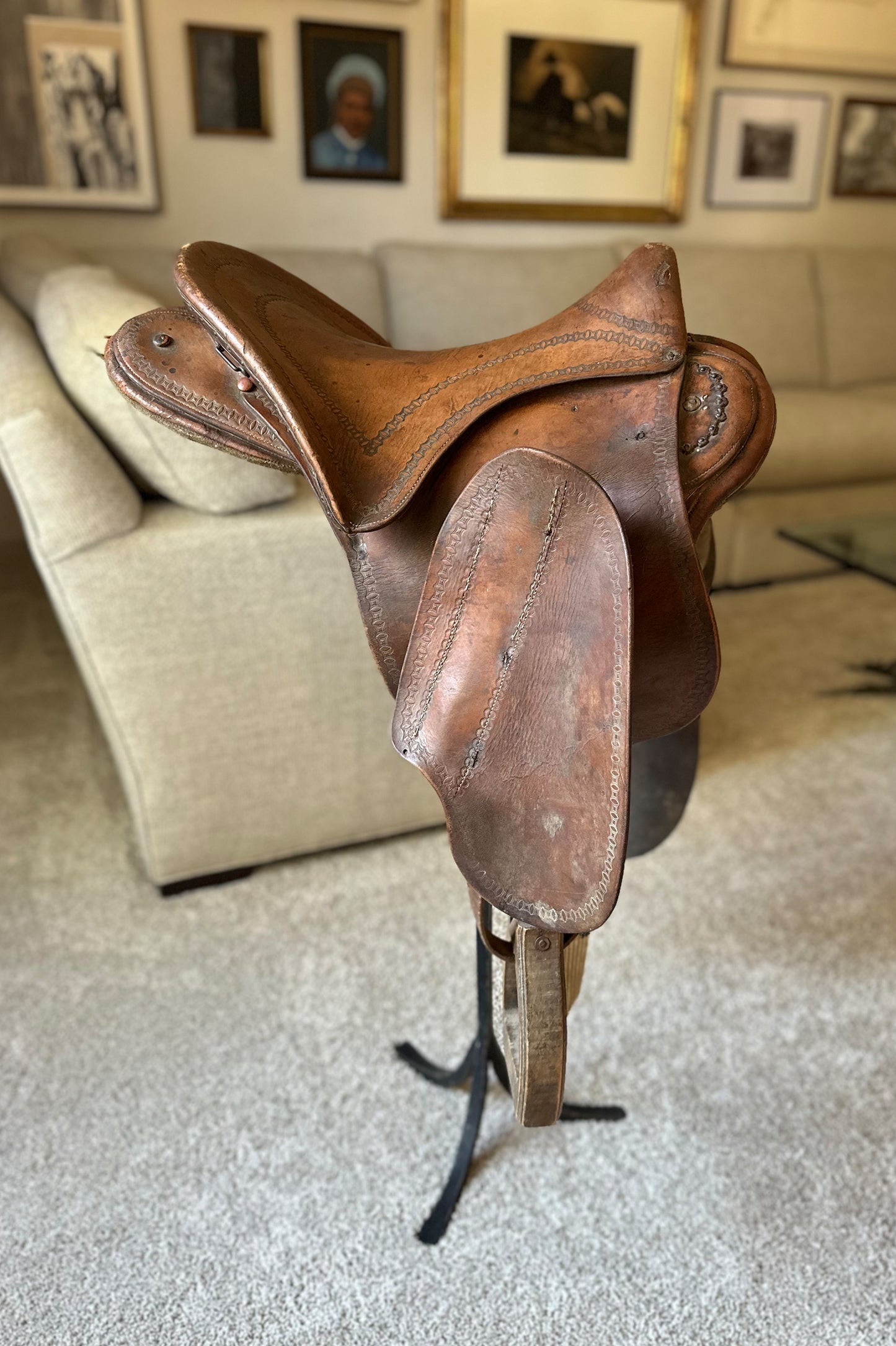 Antique Horse Saddle, 1890s B.T. Crump Wilbourne Buena Vista Plantation Style