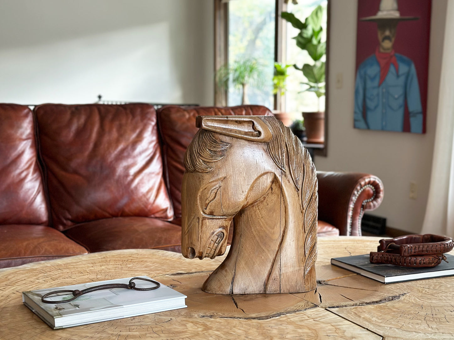 Large Carved Wood Horse Head, Architectural Salvage