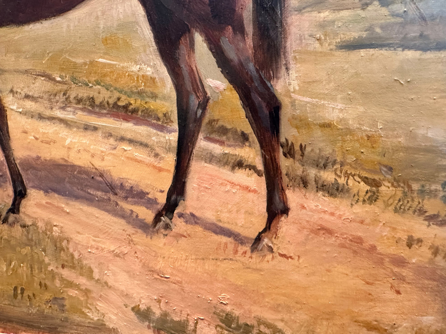 1940's Antique Horse Painting, Original Racehorse Artwork by Peter Walbourn