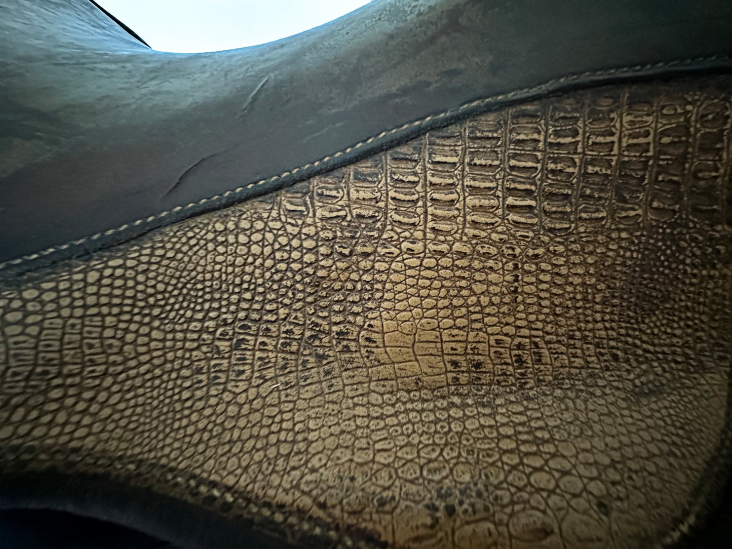 Antique Alligator Leather Horse Saddle, Joe S. Hawk Maker