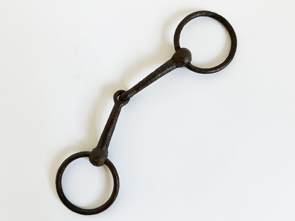 Antique Horse Snaffle Bit, 1910 Equestrian Table Decor