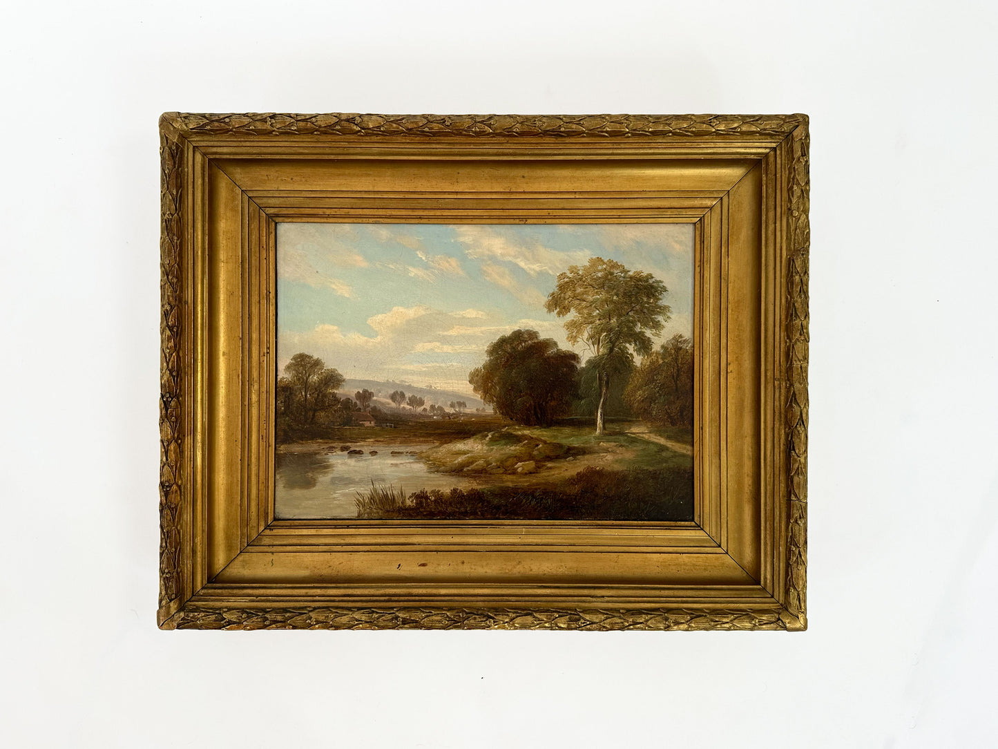 Antique Pastoral Landscape Oil Painting, 19th Century British School Original Art