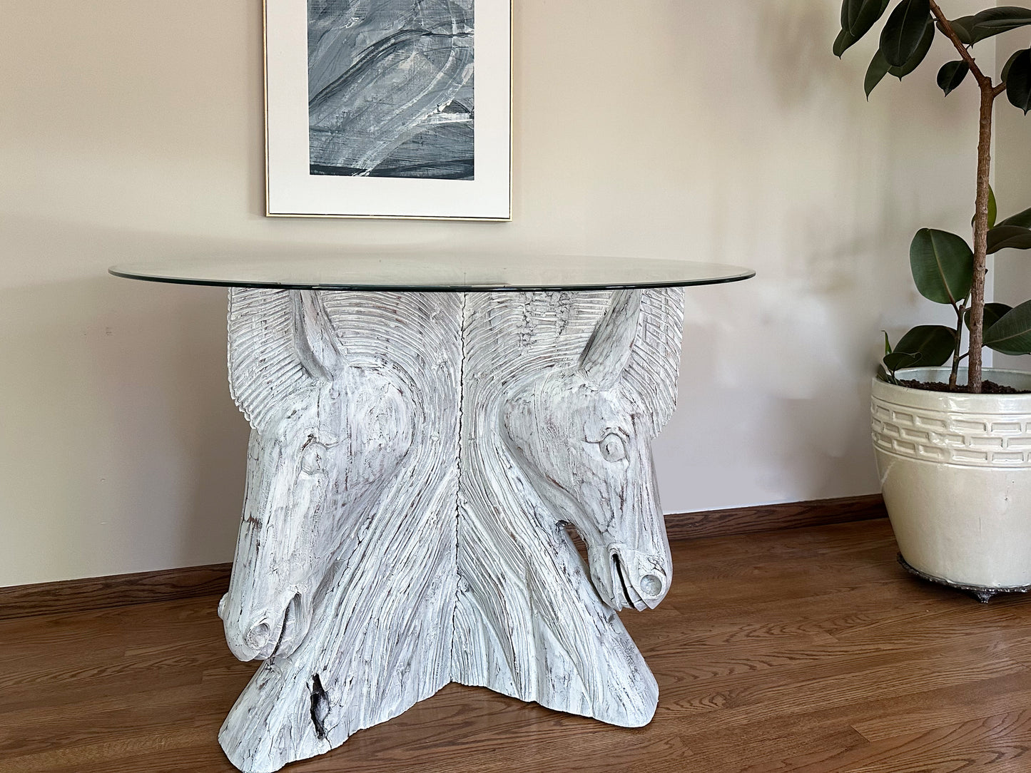 Horse Table Carved Equestrian Bistro Dining Table