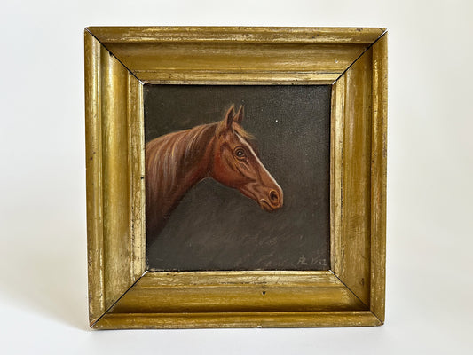 Antique Horse Painting, Small Original Artwork