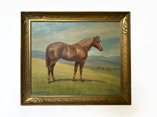 Vintage 1940s Horse Oil Painting, Original Artwork