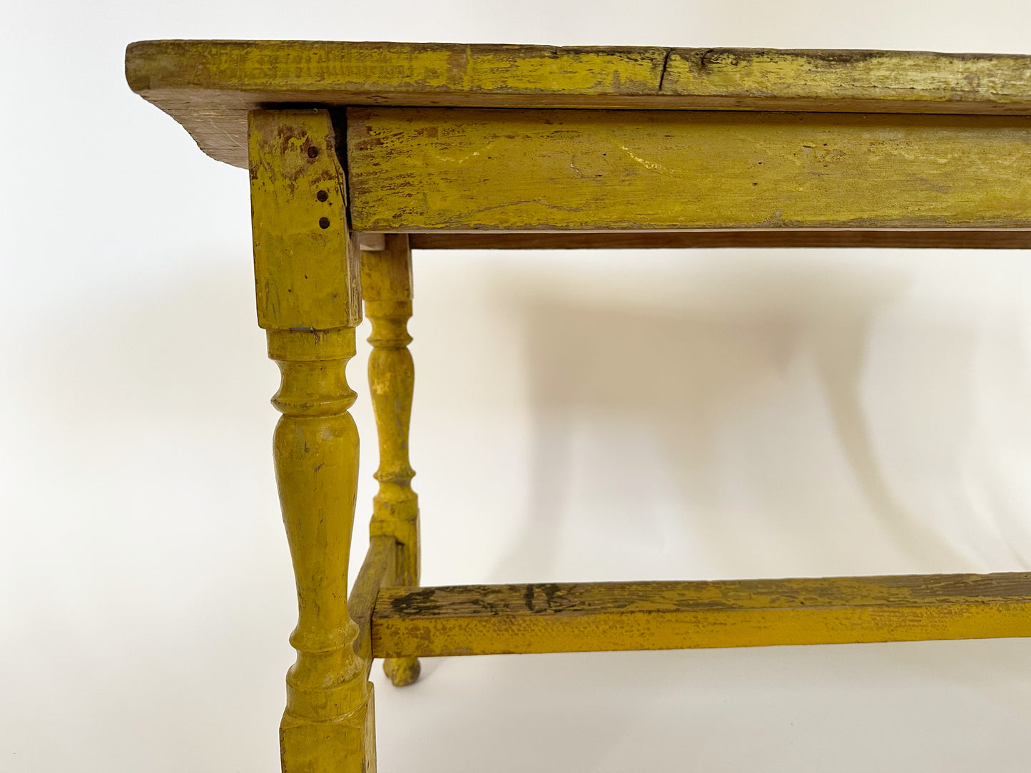 Yellow Primitive Bench, Vintage Yellow 1950s Bench