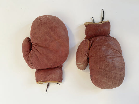 1940's Vintage Boxing Gloves, Leather Antique Boxing Gloves