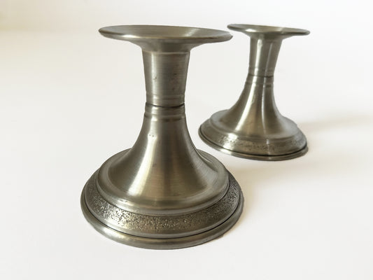 1980s Svenskt Tenn Contemporary Norwegian Pewter Candlestick Holders Set of 2