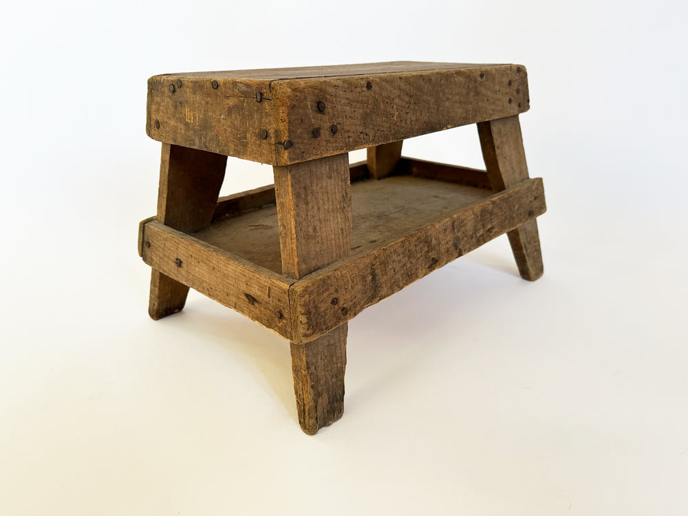 Antique Primitive Distressed Wood Milking Stool