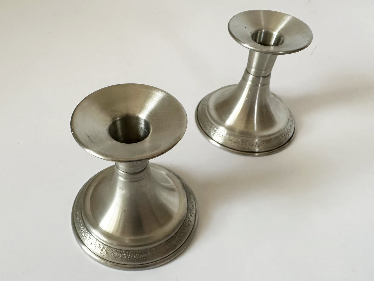 1980s Svenskt Tenn Contemporary Norwegian Pewter Candlestick Holders Set of 2