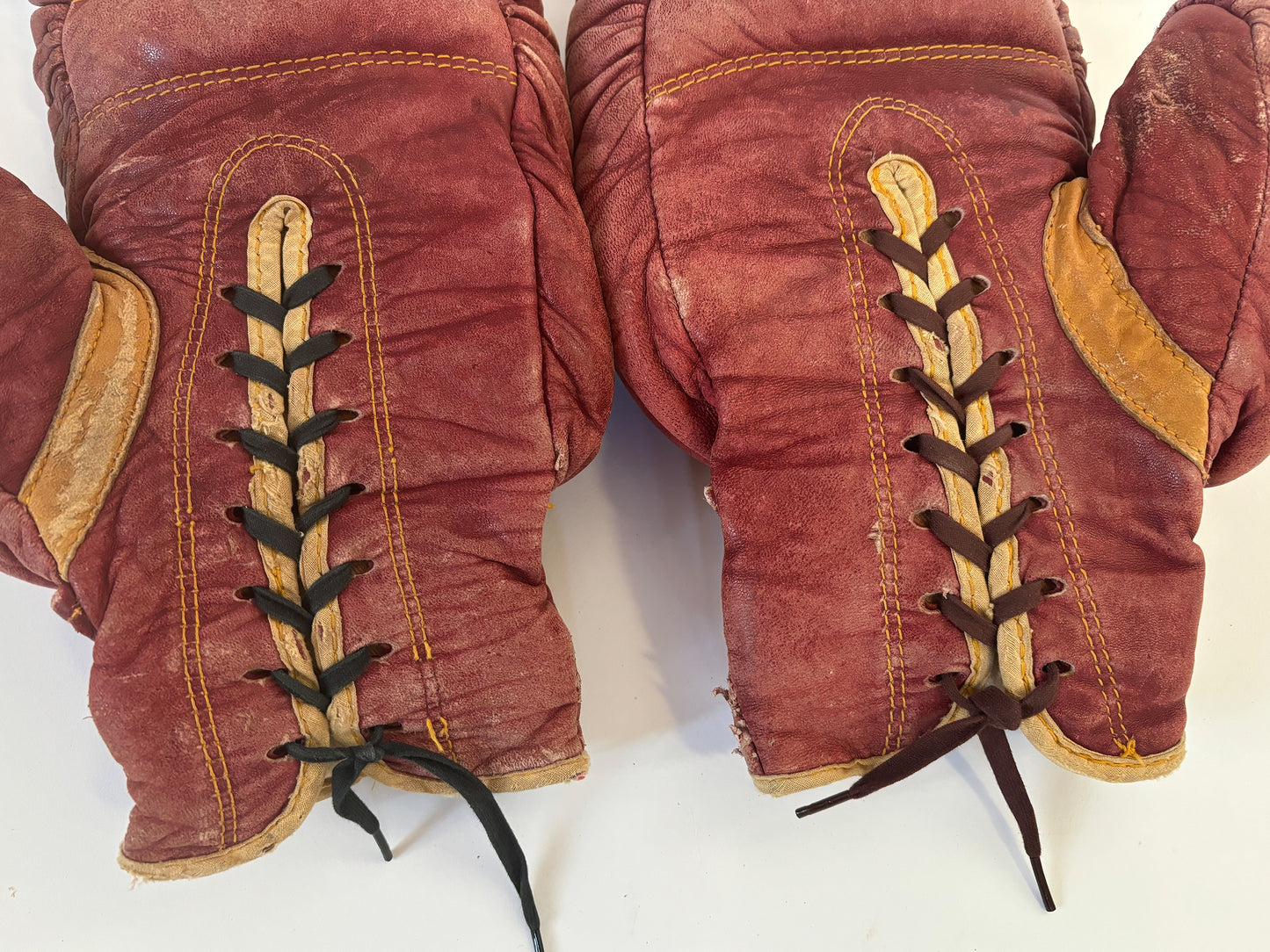 1940's Vintage Boxing Gloves, Leather Antique Boxing Gloves