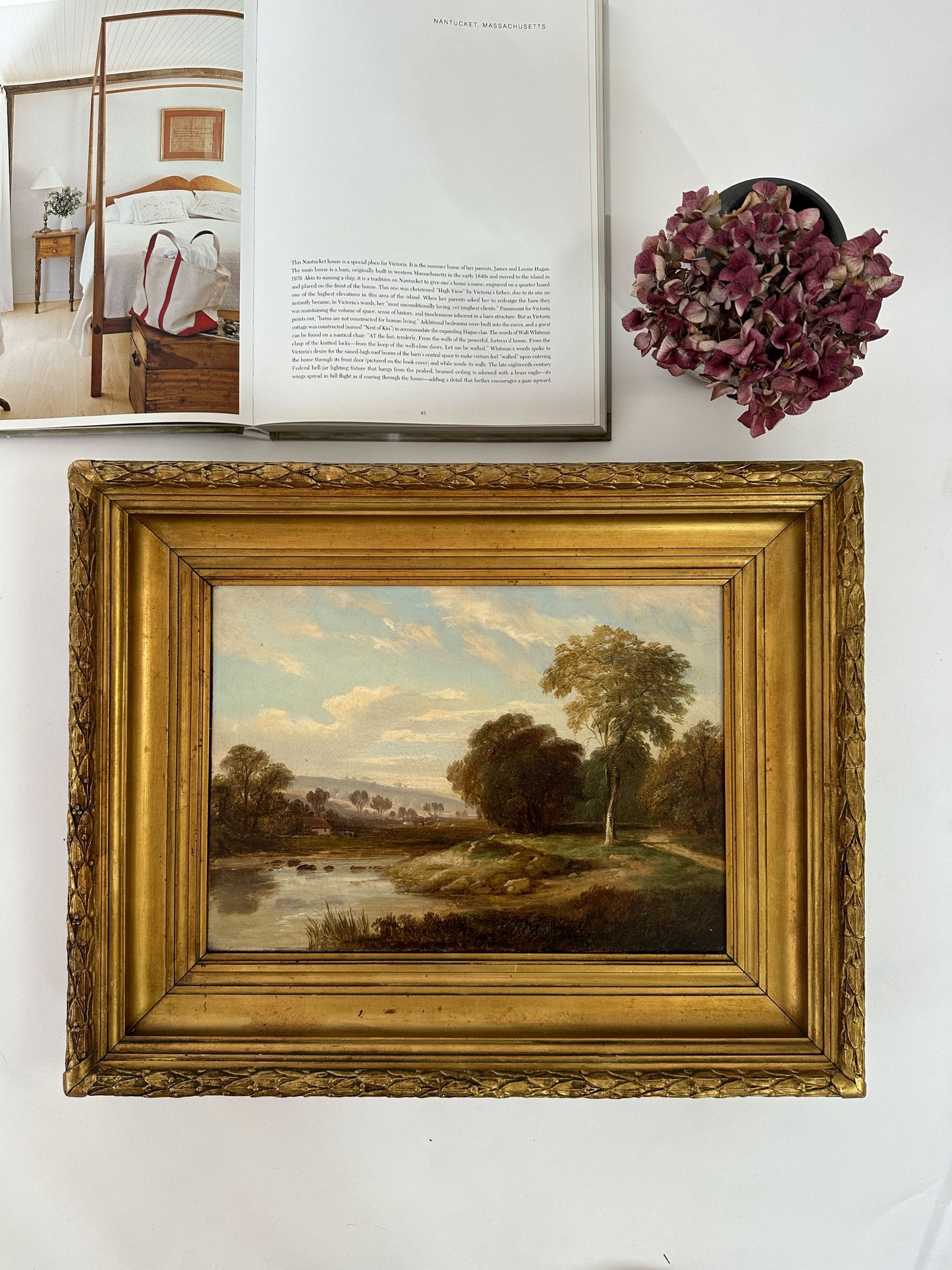 Antique Pastoral Landscape Oil Painting, 19th Century British School Original Art