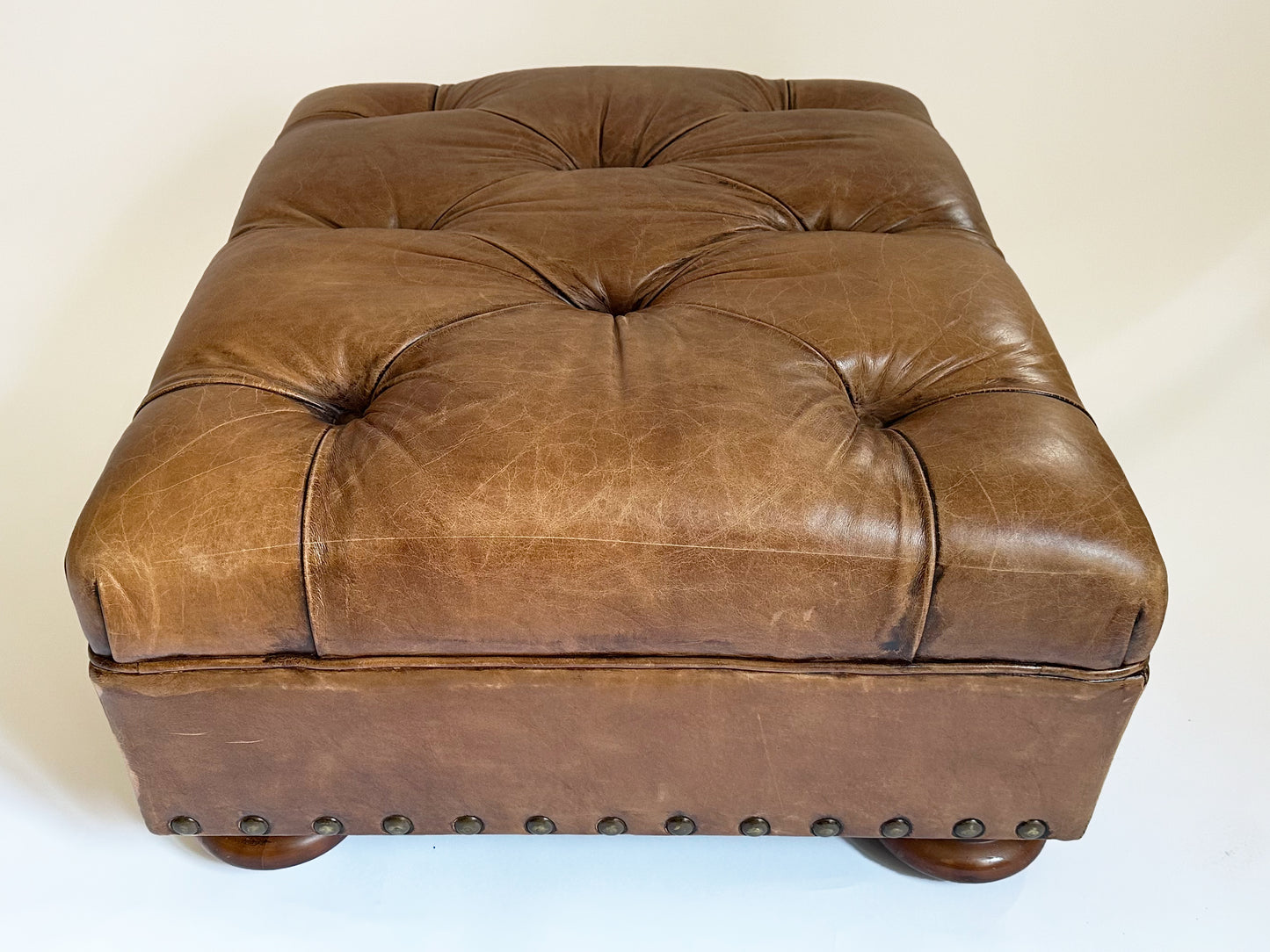 Ralph Lauren Ottoman, Vintage Leather Writer’s Ottoman