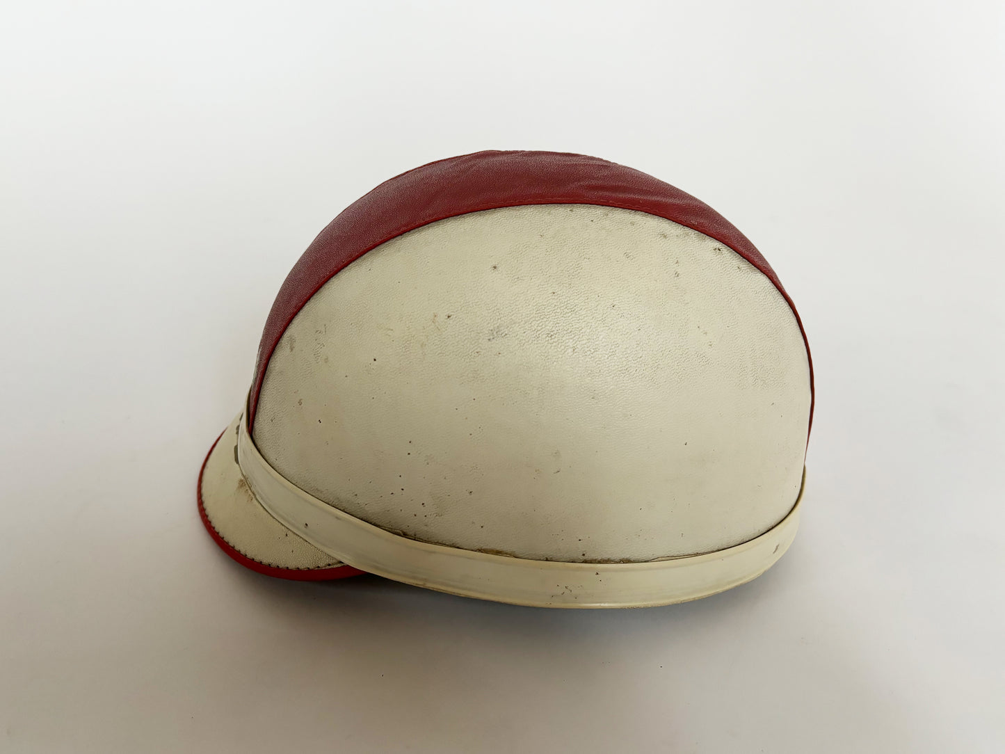 1960s Vintage Red And White Equestrian Polo Helmet