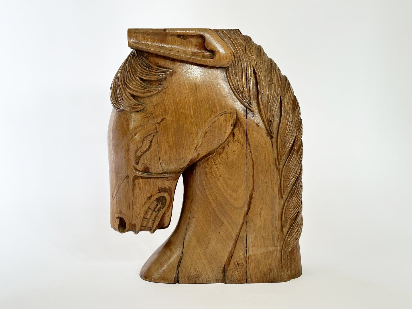 Large Carved Wood Horse Head, Architectural Salvage