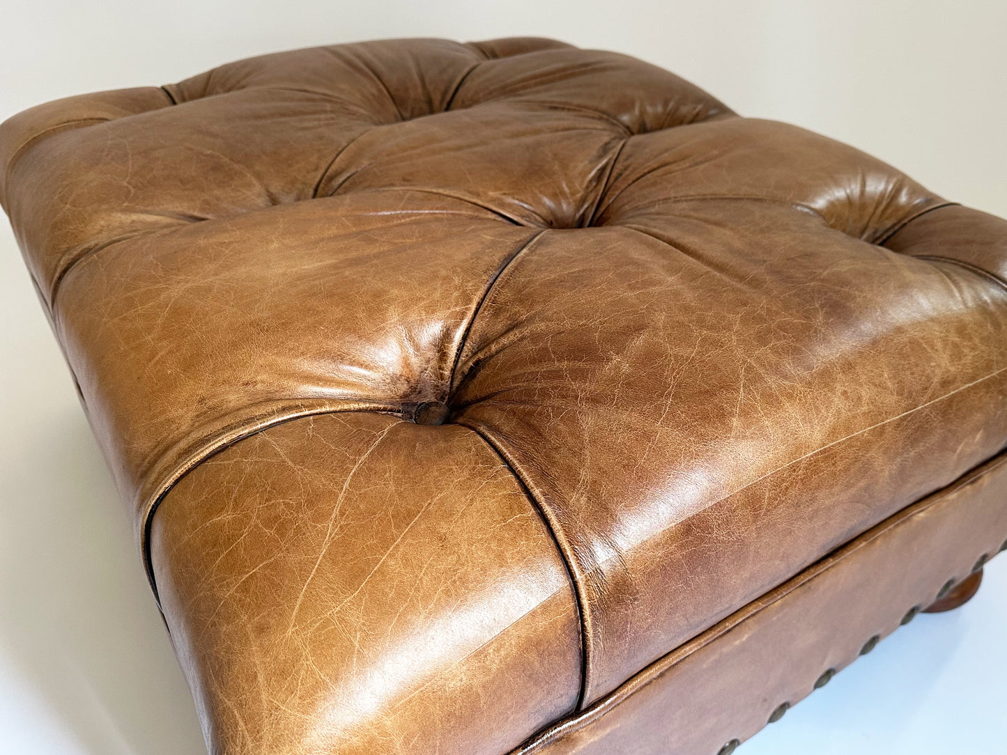 Ralph Lauren Ottoman, Vintage Leather Writer’s Ottoman