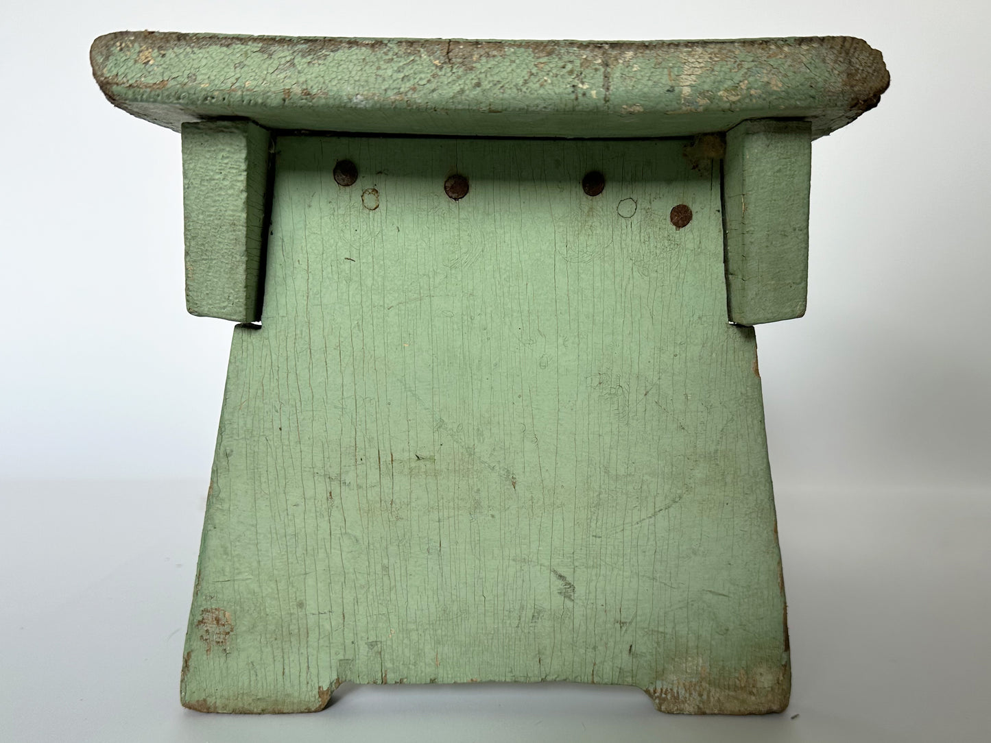 Green Primitive Stool, 1940's Vintage Milking Stool