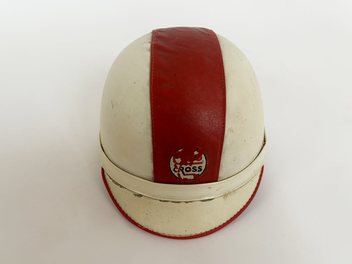 1960s Vintage Red And White Equestrian Polo Helmet