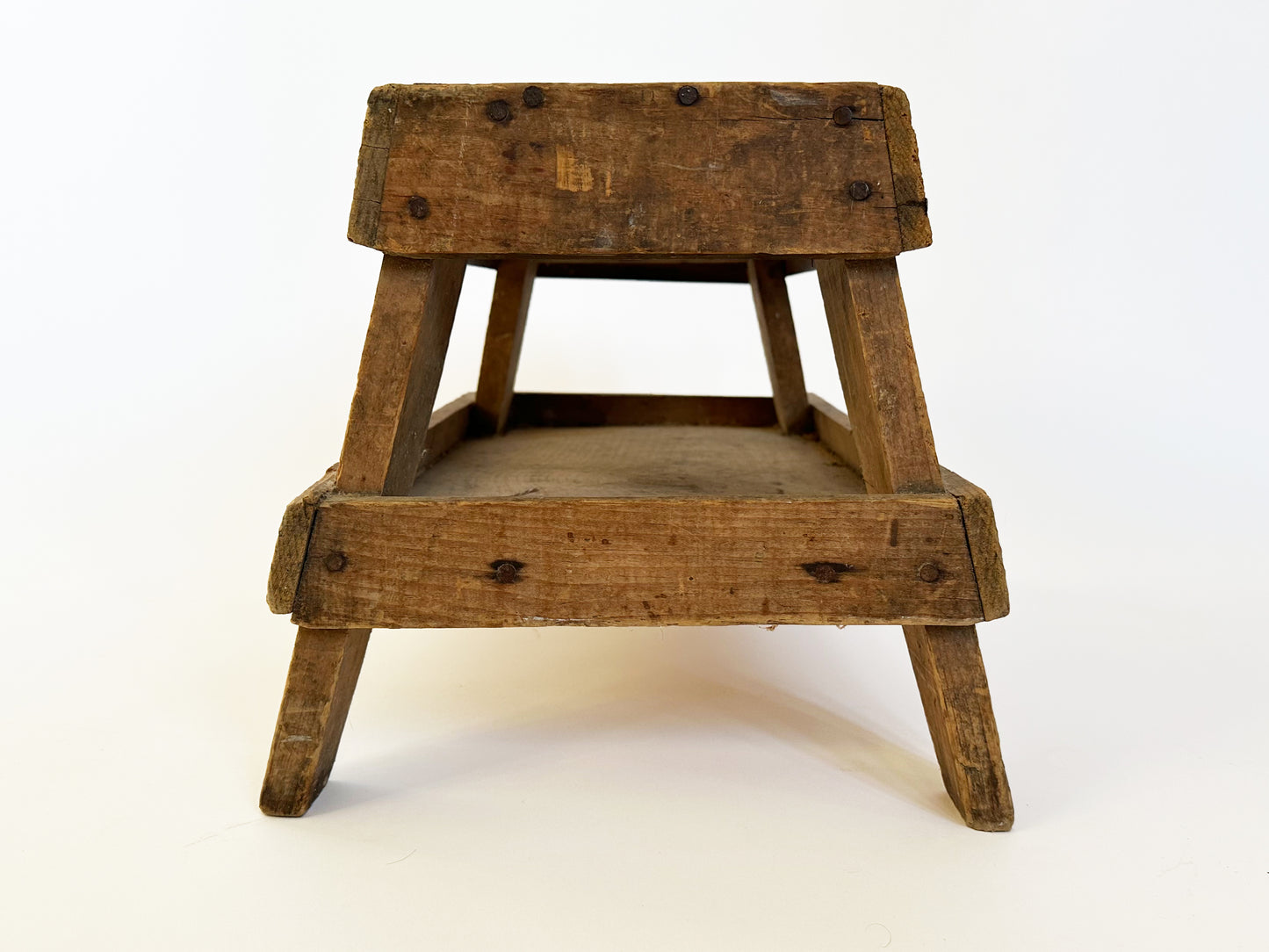 Antique Primitive Distressed Wood Milking Stool