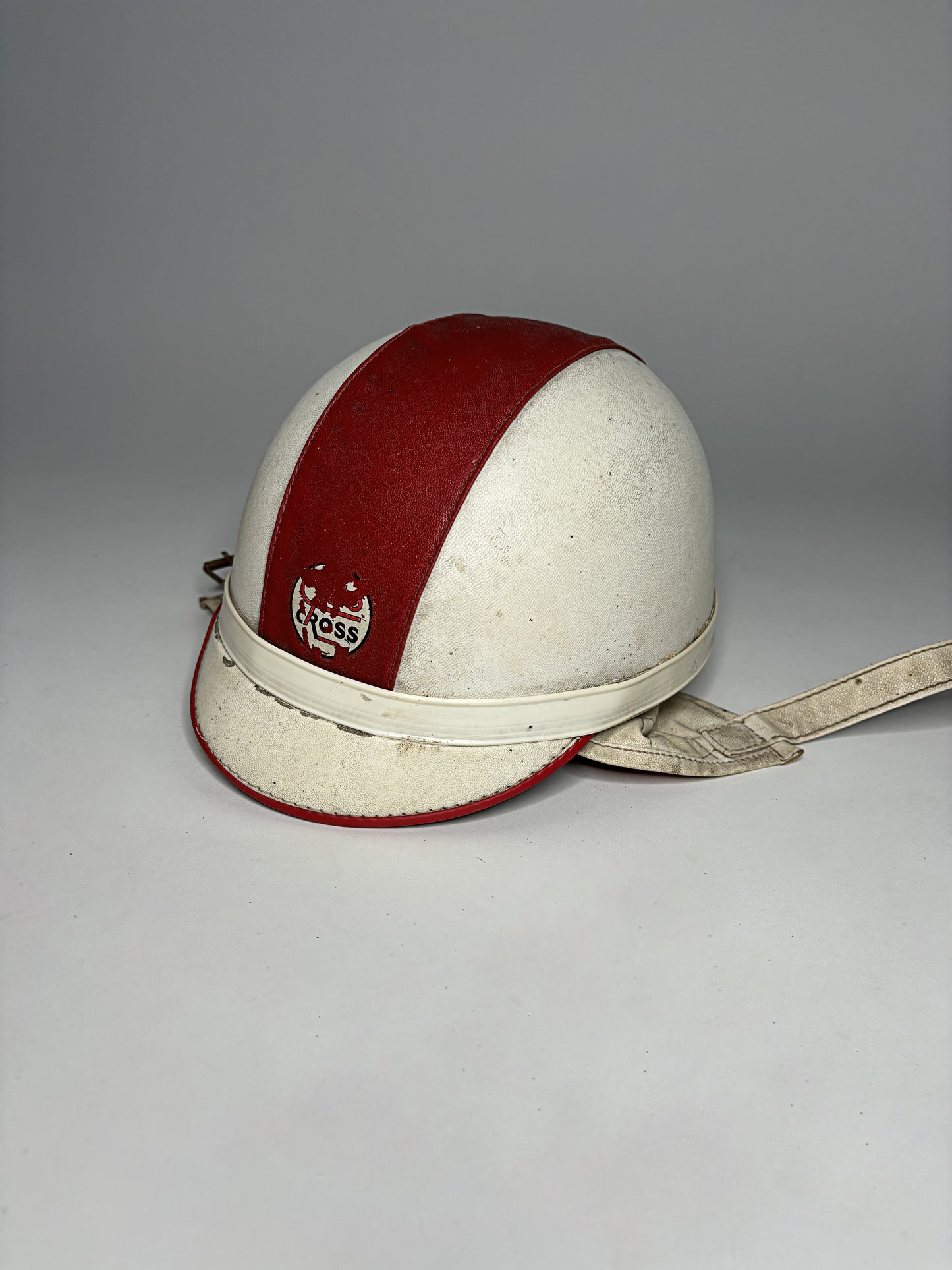 1960s Vintage Red And White Equestrian Polo Helmet