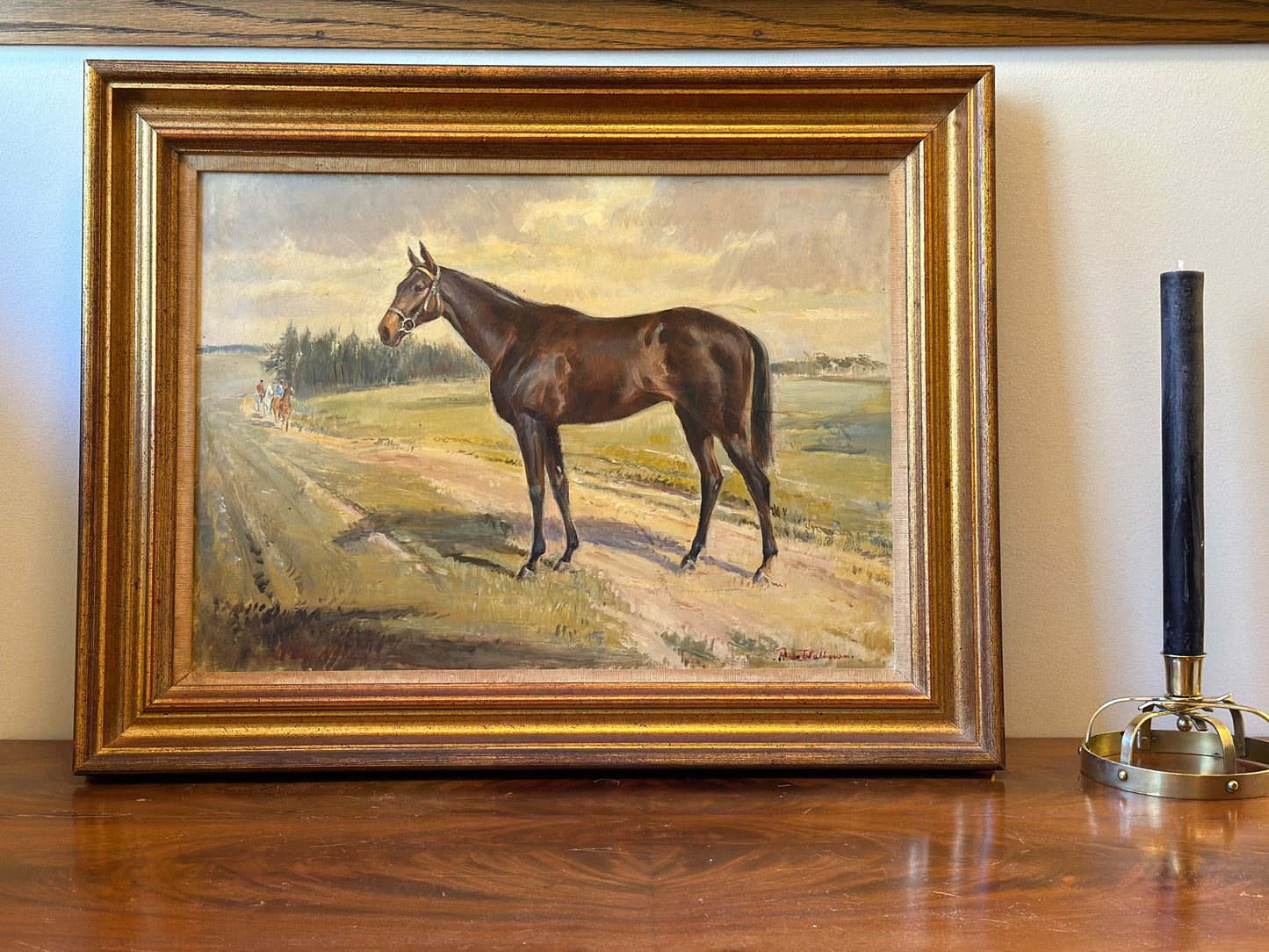 1940's Antique Horse Painting, Original Racehorse Artwork by Peter Walbourn