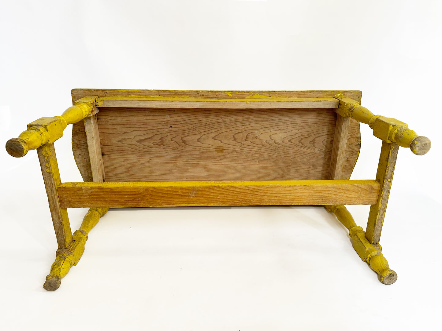 Yellow Primitive Bench, Vintage Yellow 1950s Bench