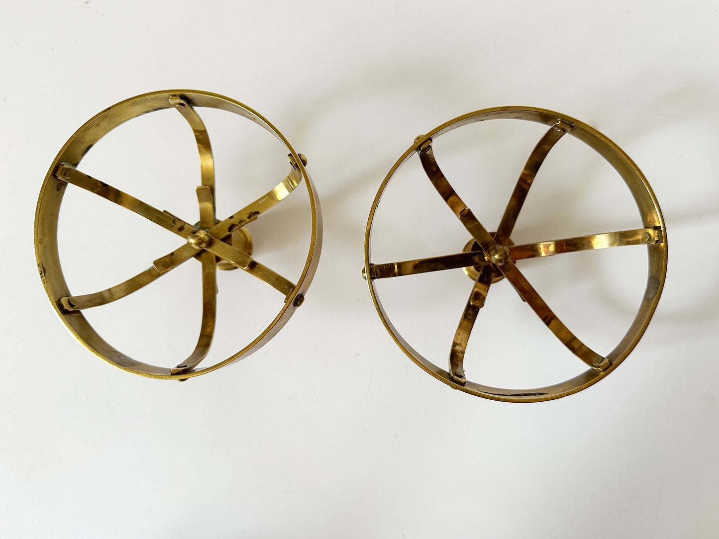 1960s Vintage Danish Mid Century Modern Brass Candlestick Holders Set of 2