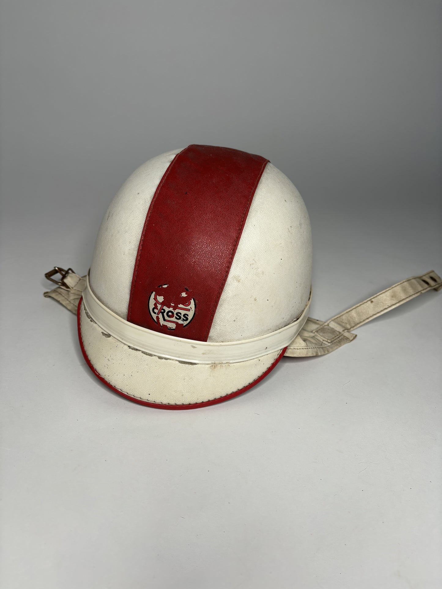 1960s Vintage Red And White Equestrian Polo Helmet