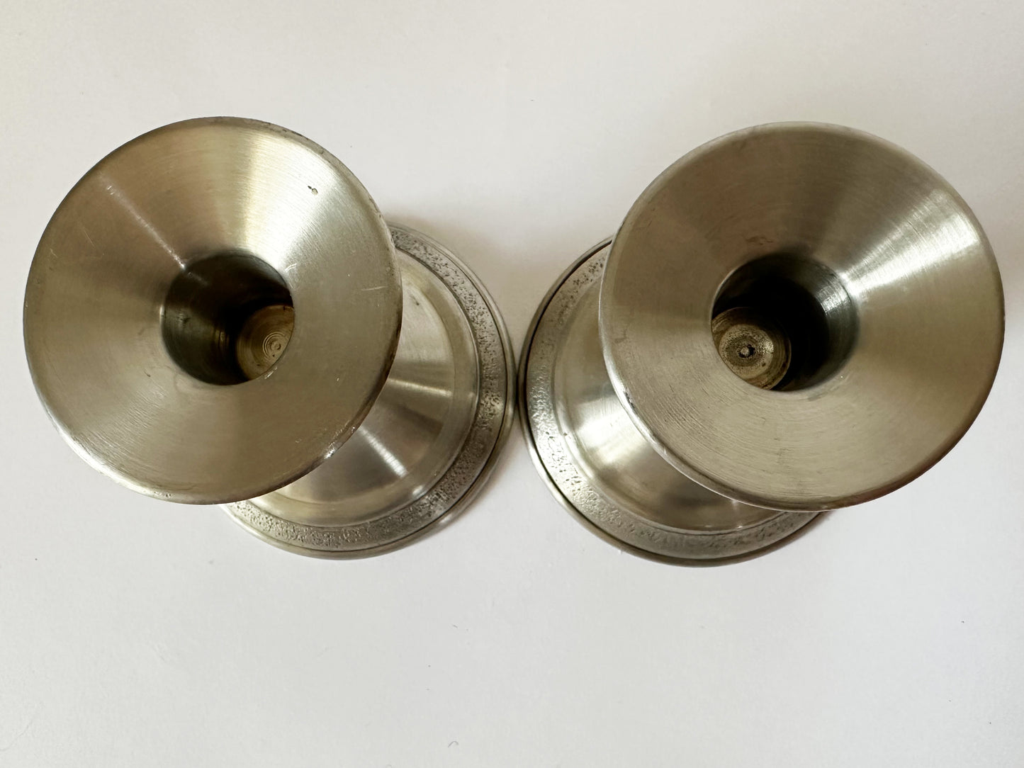 1980s Svenskt Tenn Contemporary Norwegian Pewter Candlestick Holders Set of 2