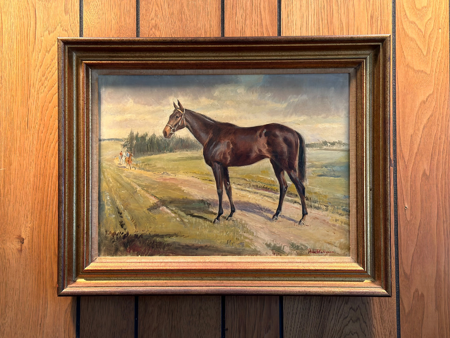 1940's Antique Horse Painting, Original Racehorse Artwork by Peter Walbourn