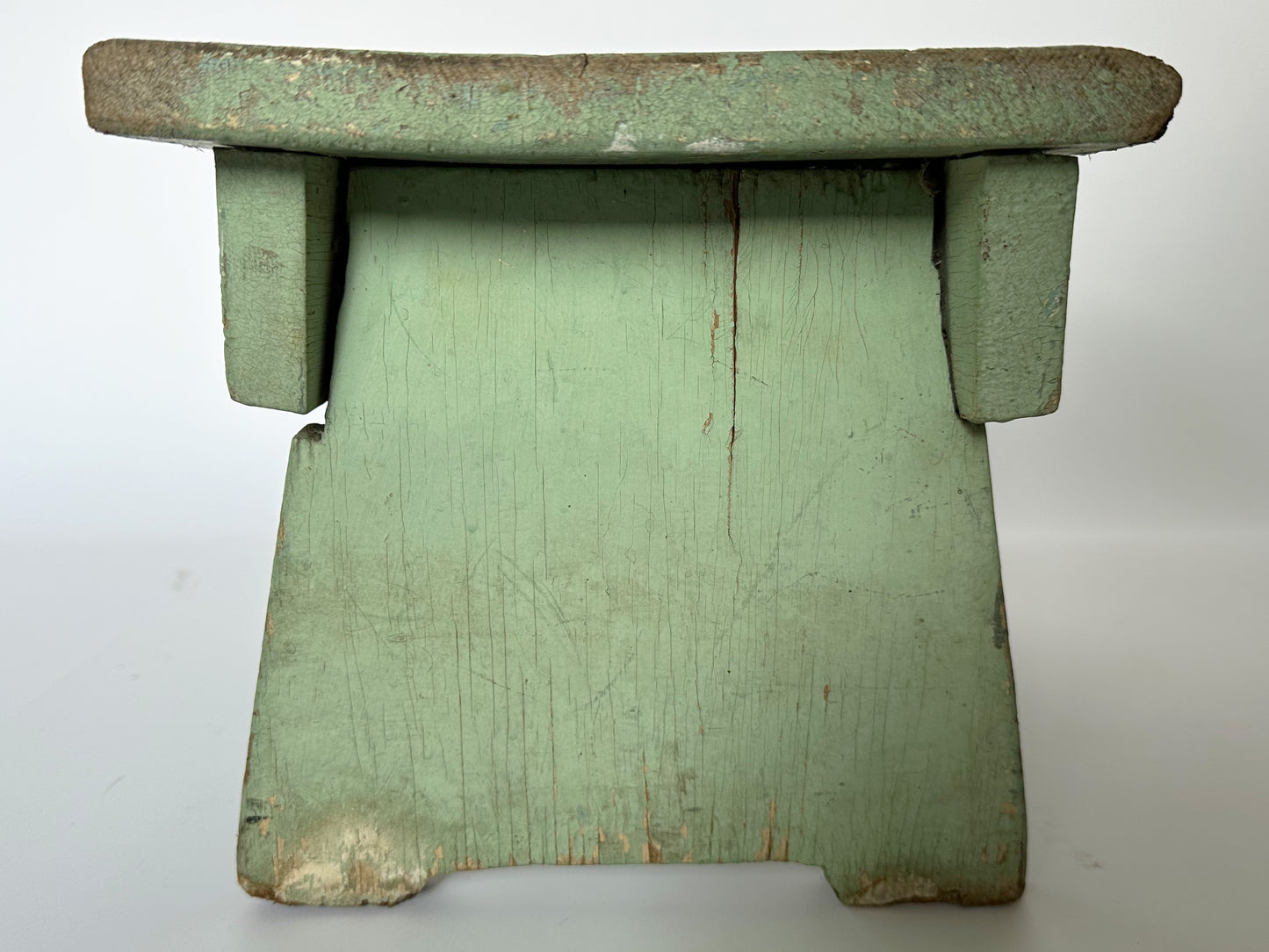 Green Primitive Stool, 1940's Vintage Milking Stool