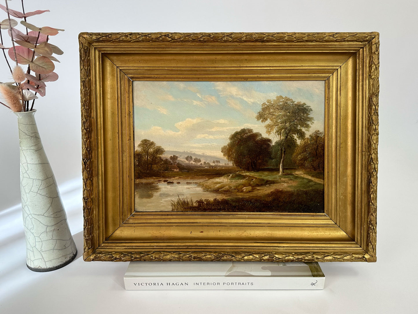 Antique Pastoral Landscape Oil Painting, 19th Century British School Original Art