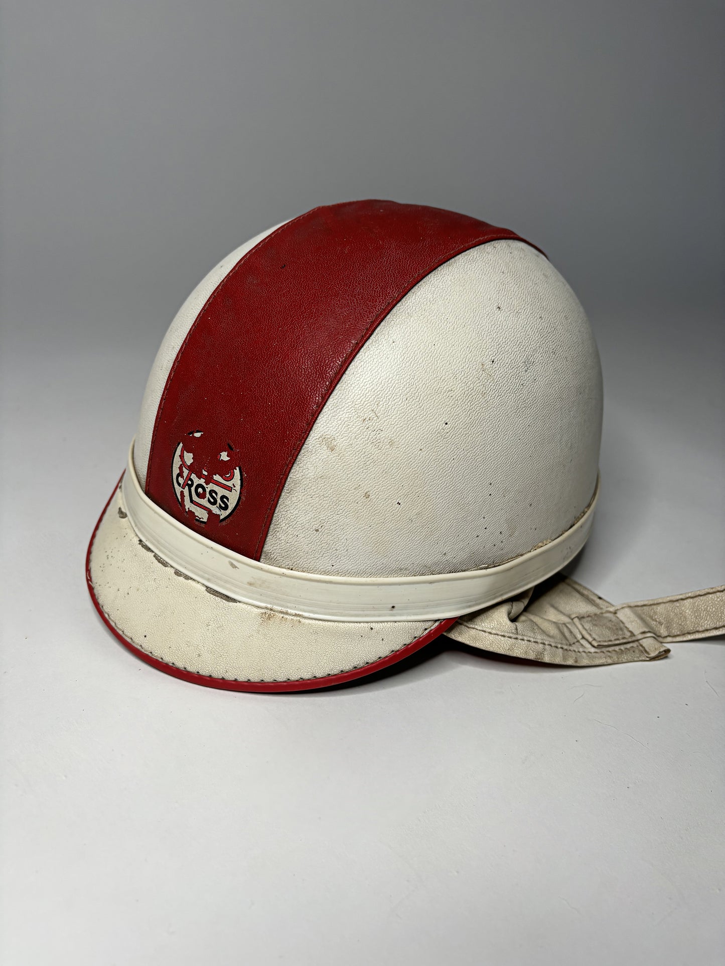 1960s Vintage Red And White Equestrian Polo Helmet