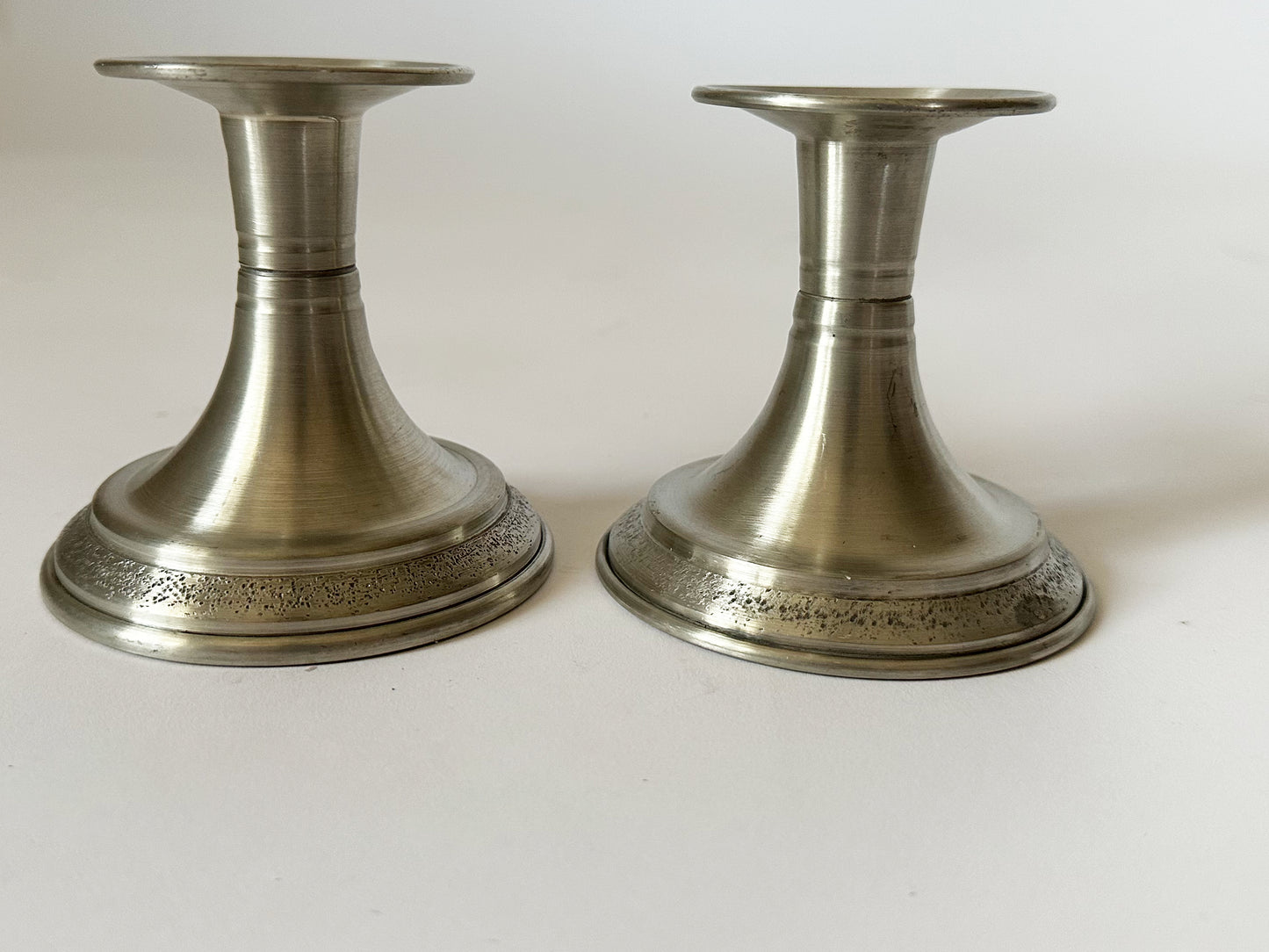 1980s Svenskt Tenn Contemporary Norwegian Pewter Candlestick Holders Set of 2