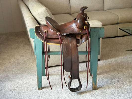 Primitive Wooden Sawhorse, 1940's Vintage Saddle Stand