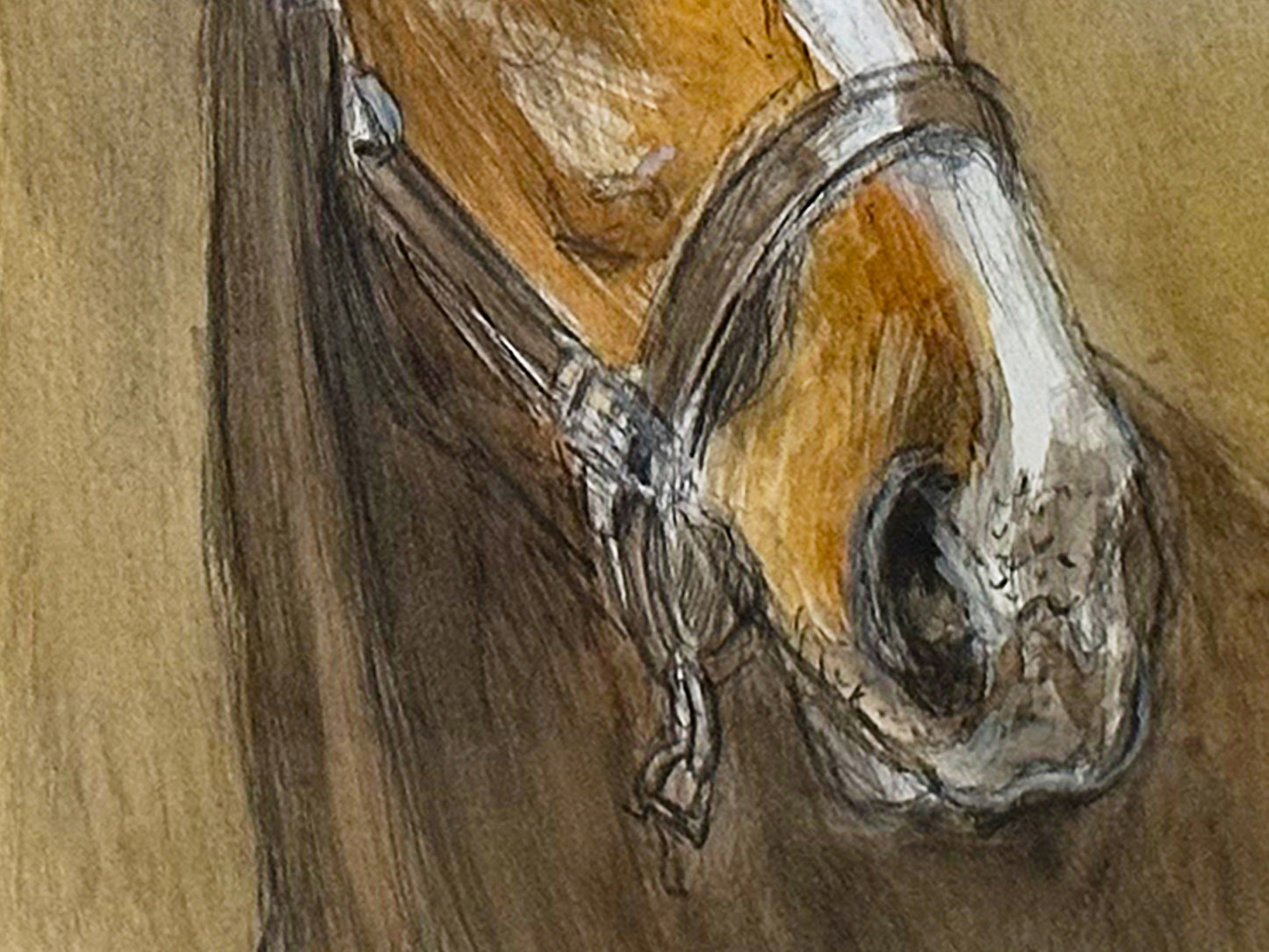 Modern Horse Art, Original 20th Century Contemporary Beige Artwork