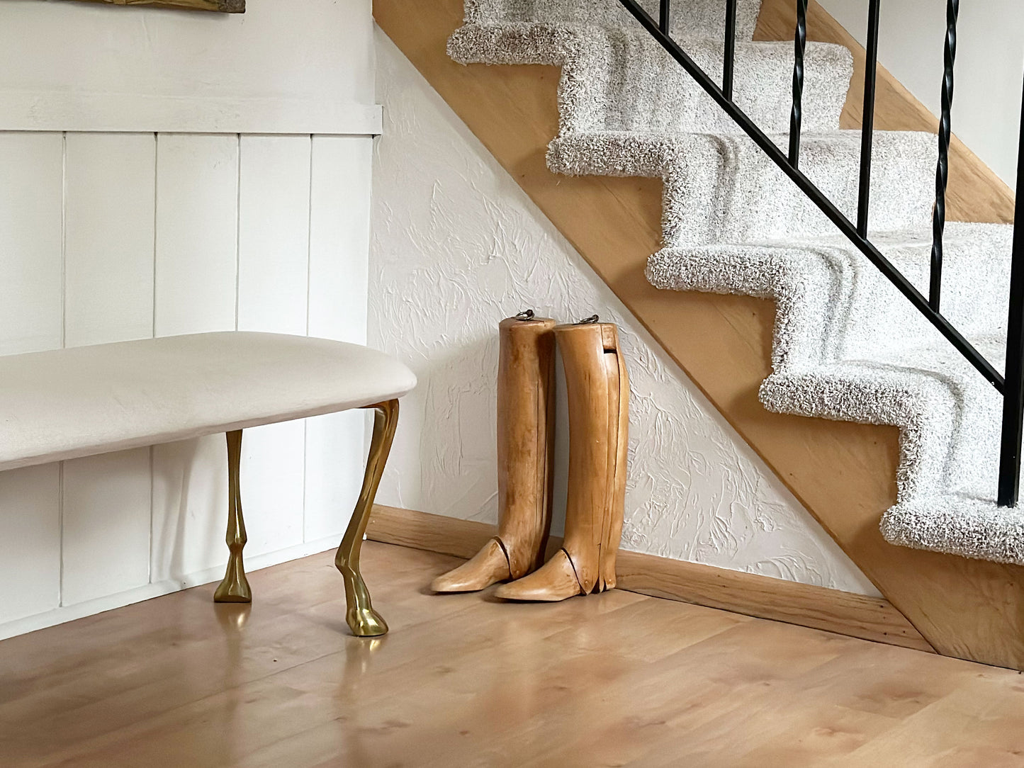 Antique Equestrian Riding Boots, Wood Boot Trees