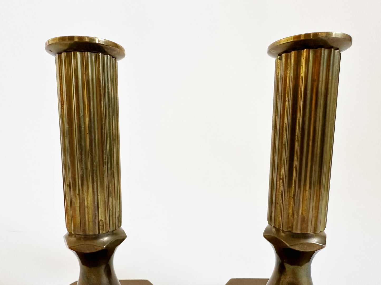 Vintage Swedish Brass Candlestick Holders, Set of 2