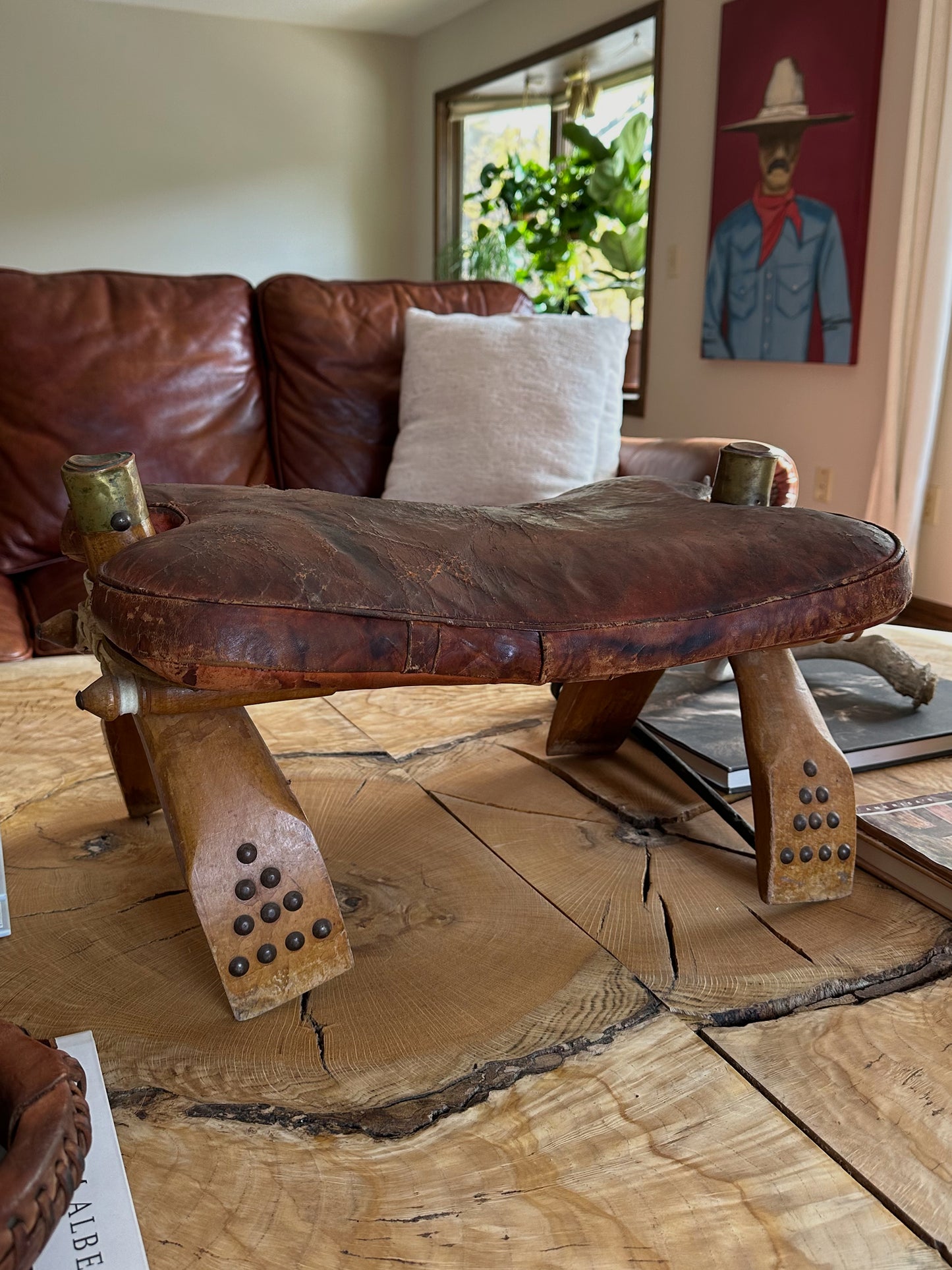 1960s Moroccan Boho Camel Saddle Stool