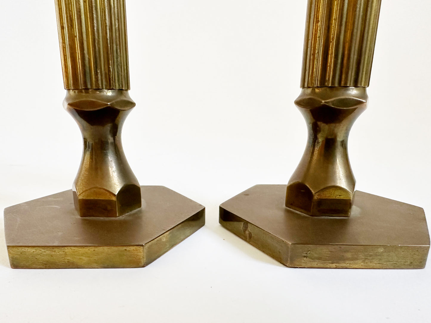 Vintage Swedish Brass Candlestick Holders, Set of 2