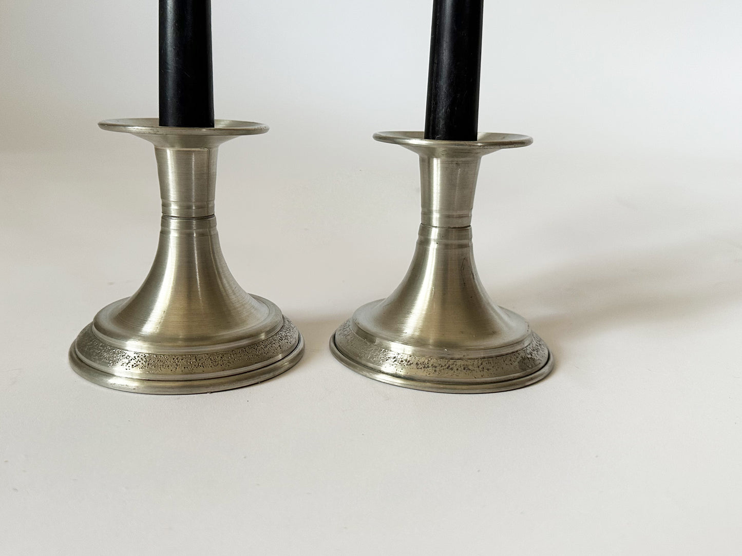 1980s Svenskt Tenn Contemporary Norwegian Pewter Candlestick Holders Set of 2