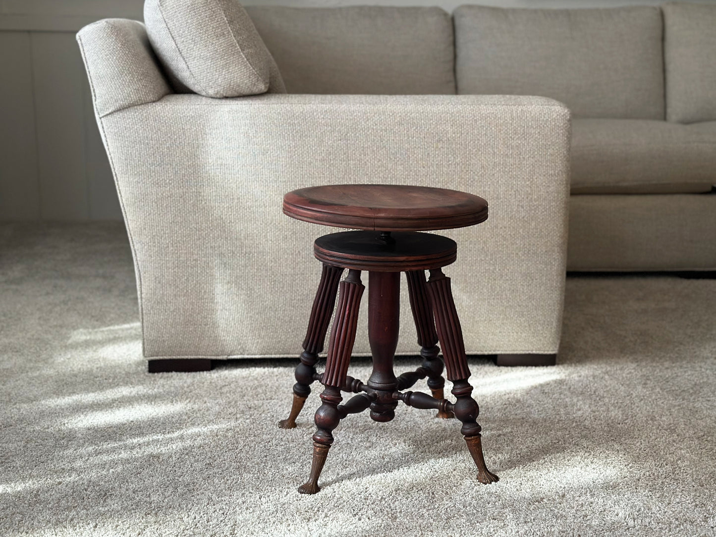 Antique Piano Stool, 1900's Victorian Piano Stool