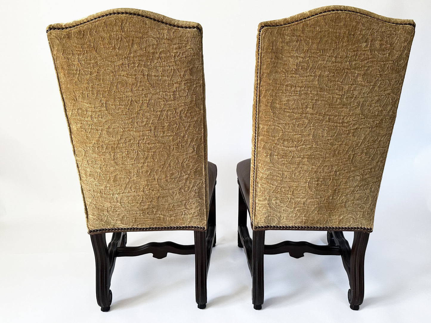 Thomasville and Design Master Louis XV Tuscan Leather and Tapestry Dining Chairs Set of 8