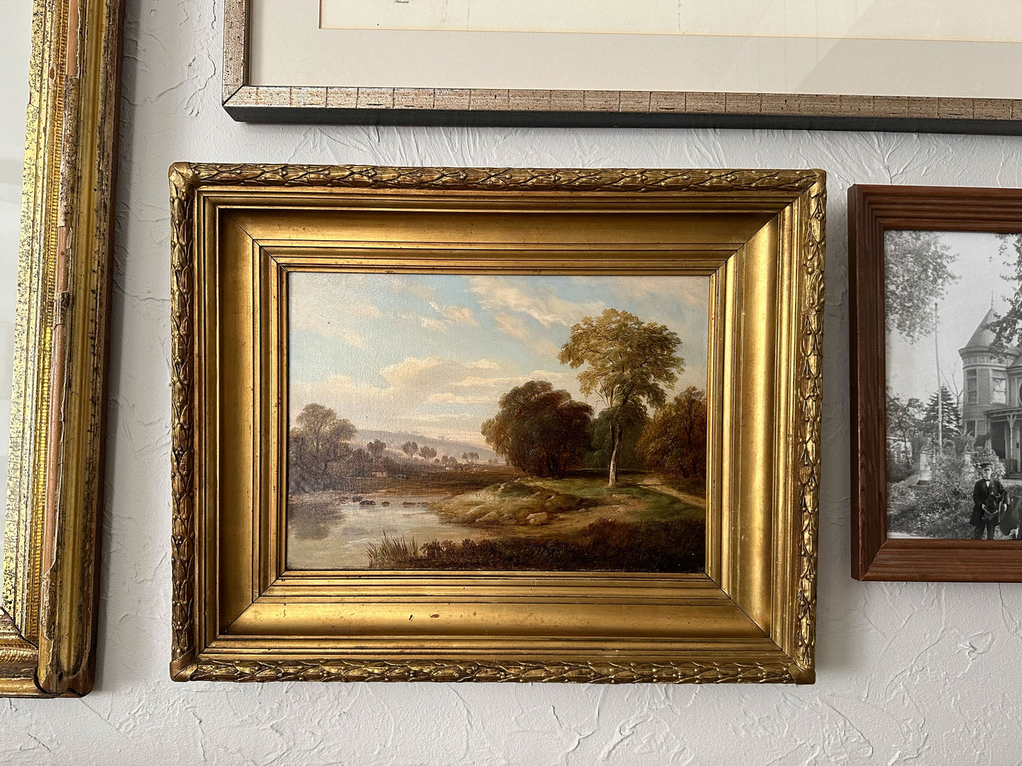 Antique Pastoral Landscape Oil Painting, 19th Century British School Original Art